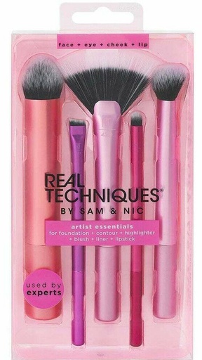 مجموعة فرش المكياج الاساسية من ريل تكنيك - 5 فرش
- REAL TECHNIQUES BY SAM & NIC ARTIST ESSENTIALS 5 BRUSHES FOR FACE EYE LIP CHEEKS